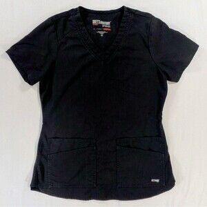 Greys Anatomy Scrub Top Black Womens XS SPANDEX SPX+